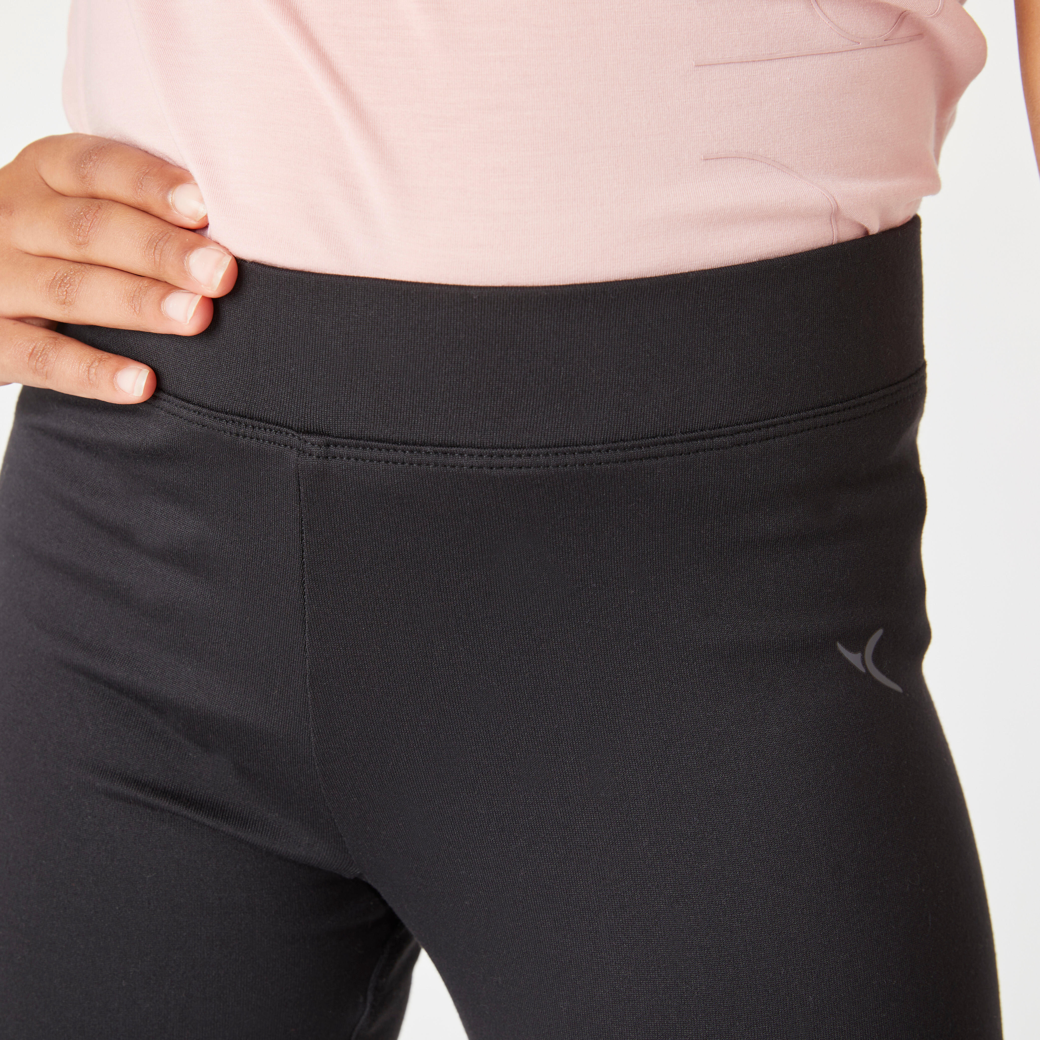 S500 Warm Breathable Synthetic Gym Leggings Black - Girls - Black - Domyos  - Decathlon