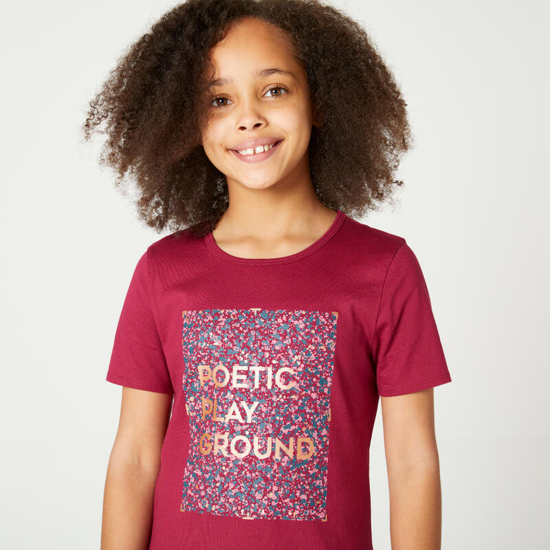 T-shirt coton enfant basique bordeaux imprimé