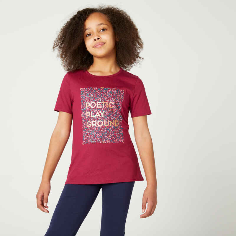 T-Shirt 100 Baumwolle Kinder bordeaux mit Grafikprint T-Shirt 100 Baumwolle Kinder bordeaux mit Grafikprint