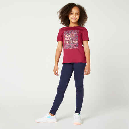 T-Shirt 100 Baumwolle Kinder bordeaux mit Grafikprint 