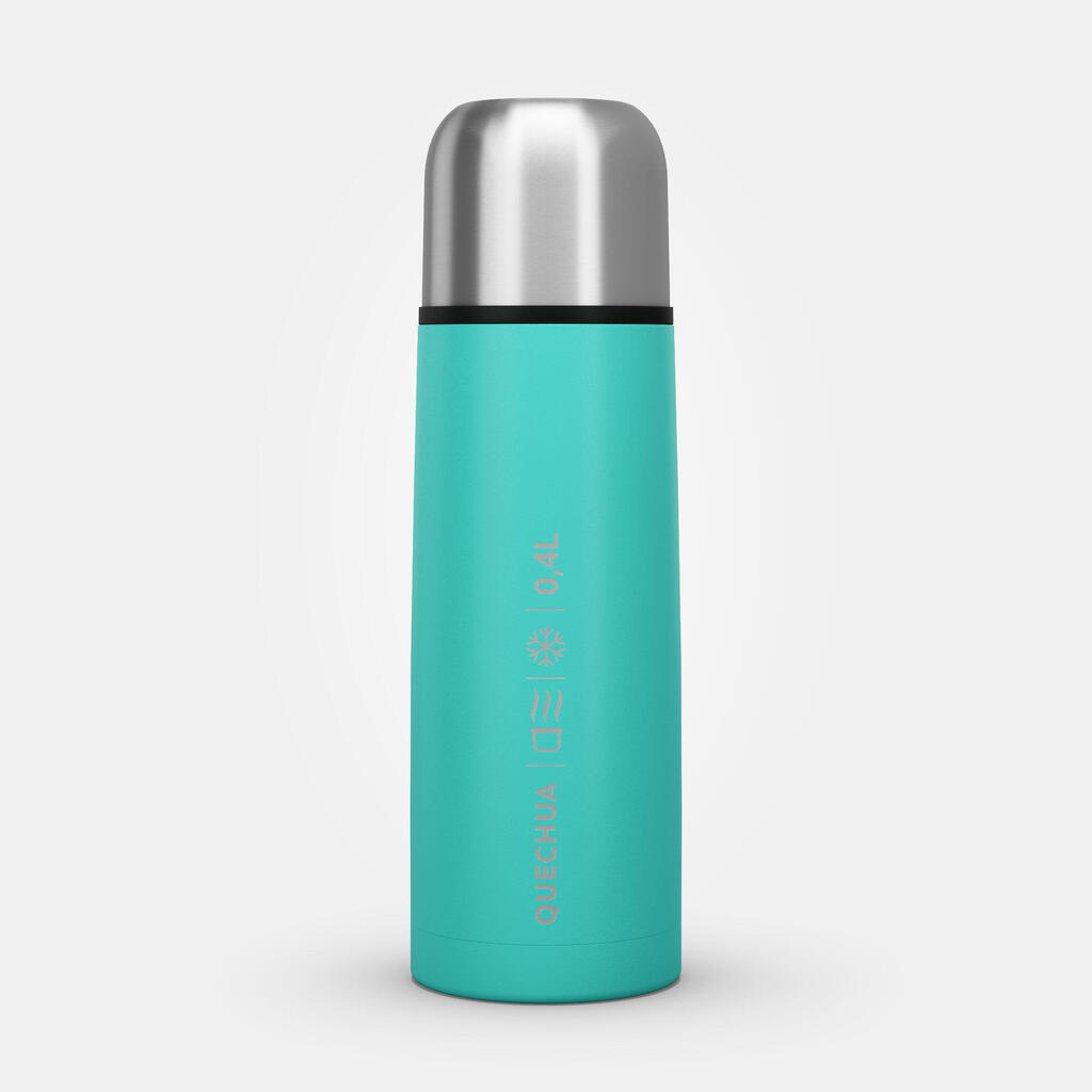 Bouteille isotherme inox 0,4L avec gobelet pour la randonnée - turquoise