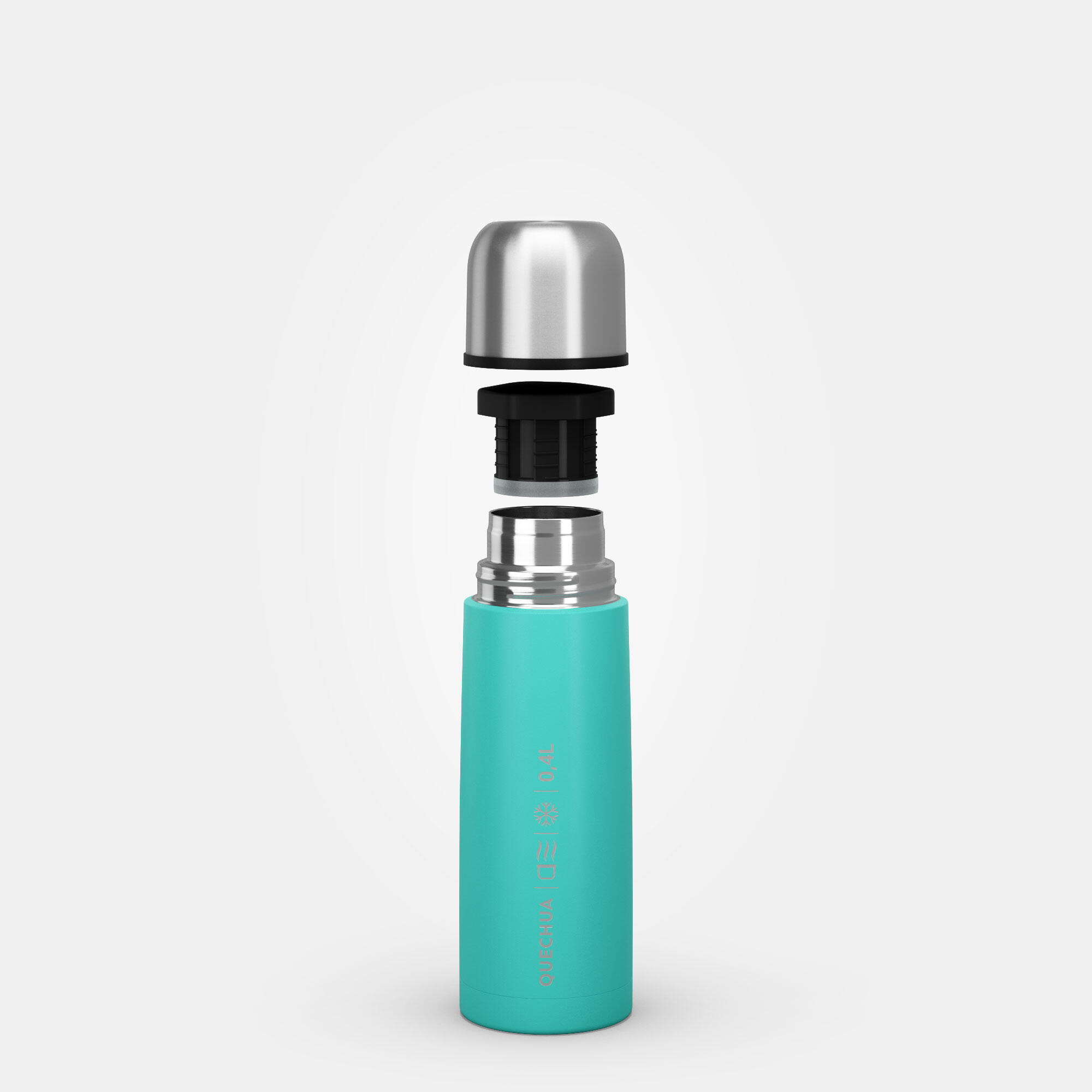 0.4 L stainless steel isothermal flask with cup for hiking - turquoise 8/10