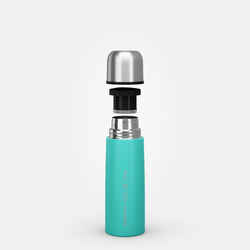 0.4 L stainless steel isothermal flask with cup for hiking - turquoise