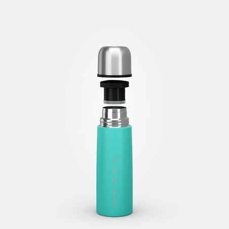 0.4 L stainless steel isothermal flask with cup for hiking - turquoise