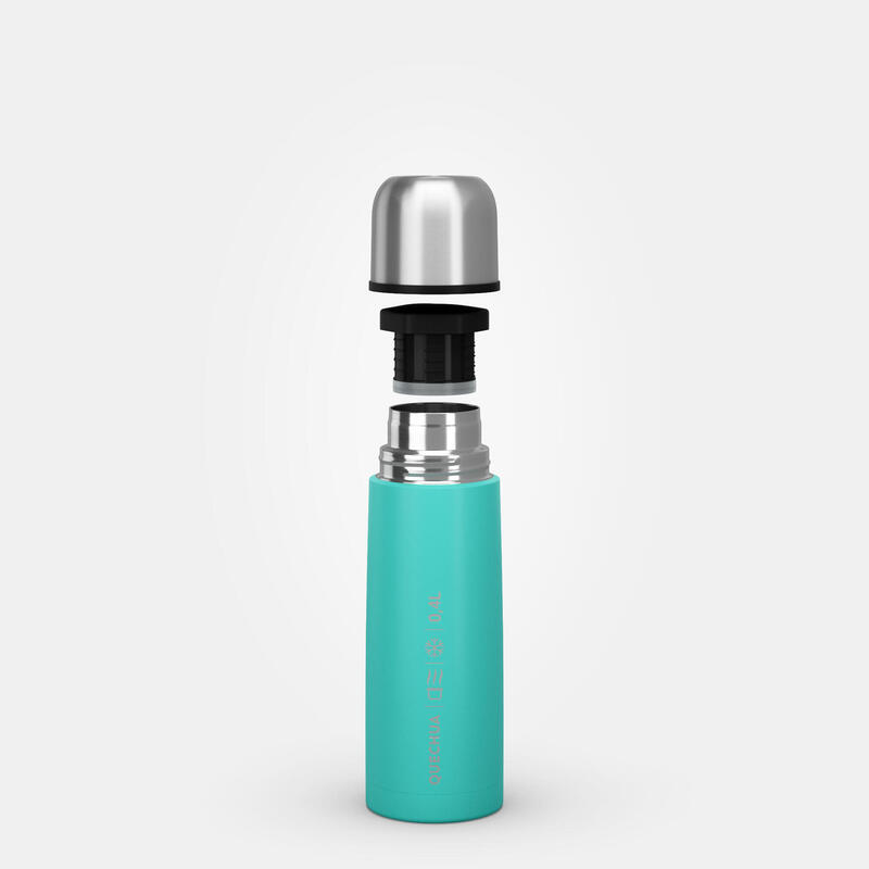 Thermosfles met beker voor wandelen rvs 0,4 l turquoise