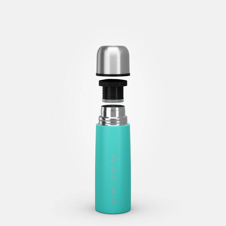 0.4 L stainless steel isothermal flask with cup for hiking - turquoise