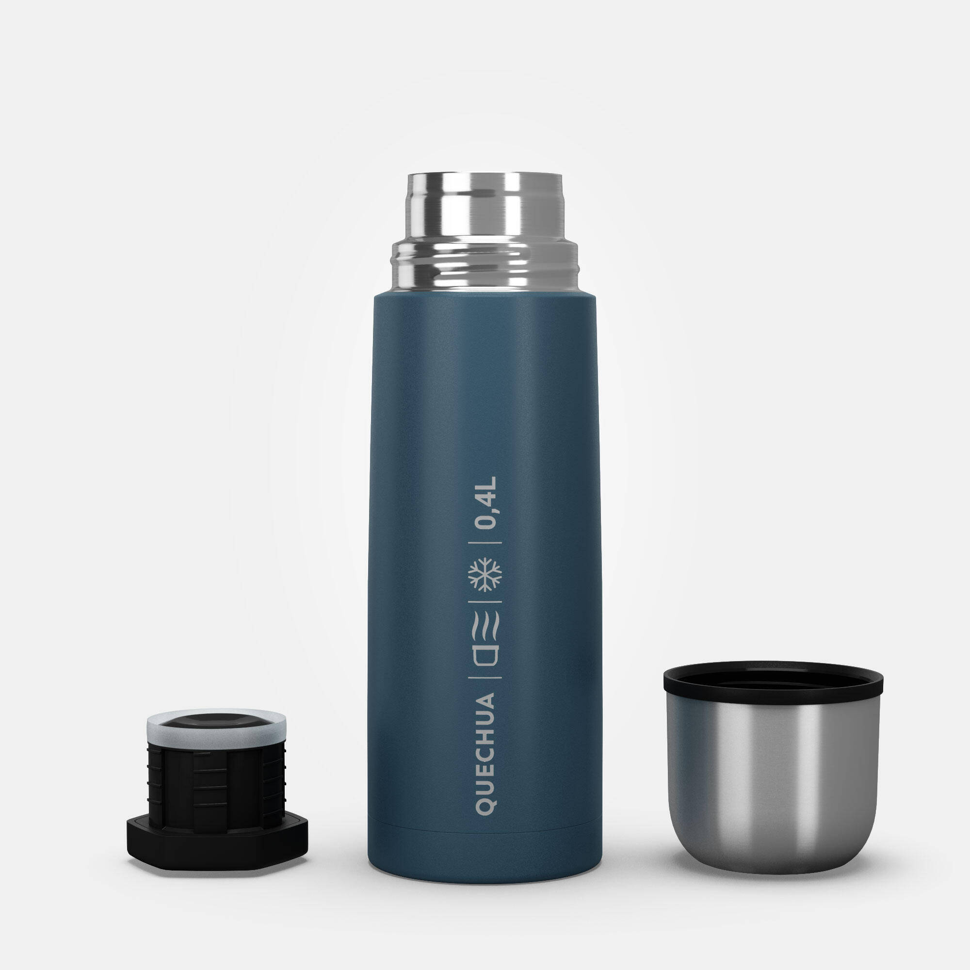 0.4 L Stainless Steel Isothermal Flask with Cup for Hiking - Blue -  2