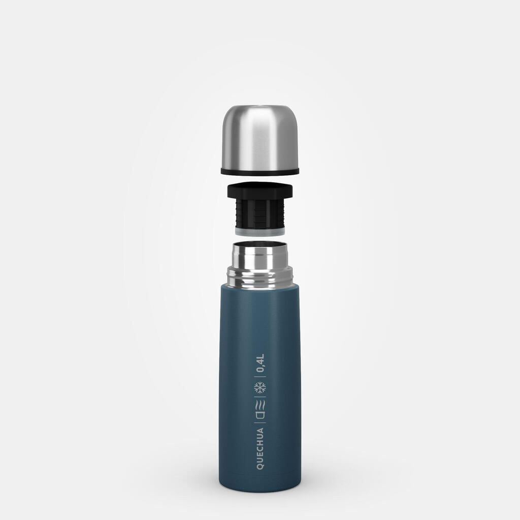 TERMO ISOTÉRMICO INOX 0,4L CON VASO PARA SENDERISMO TURQUESA 