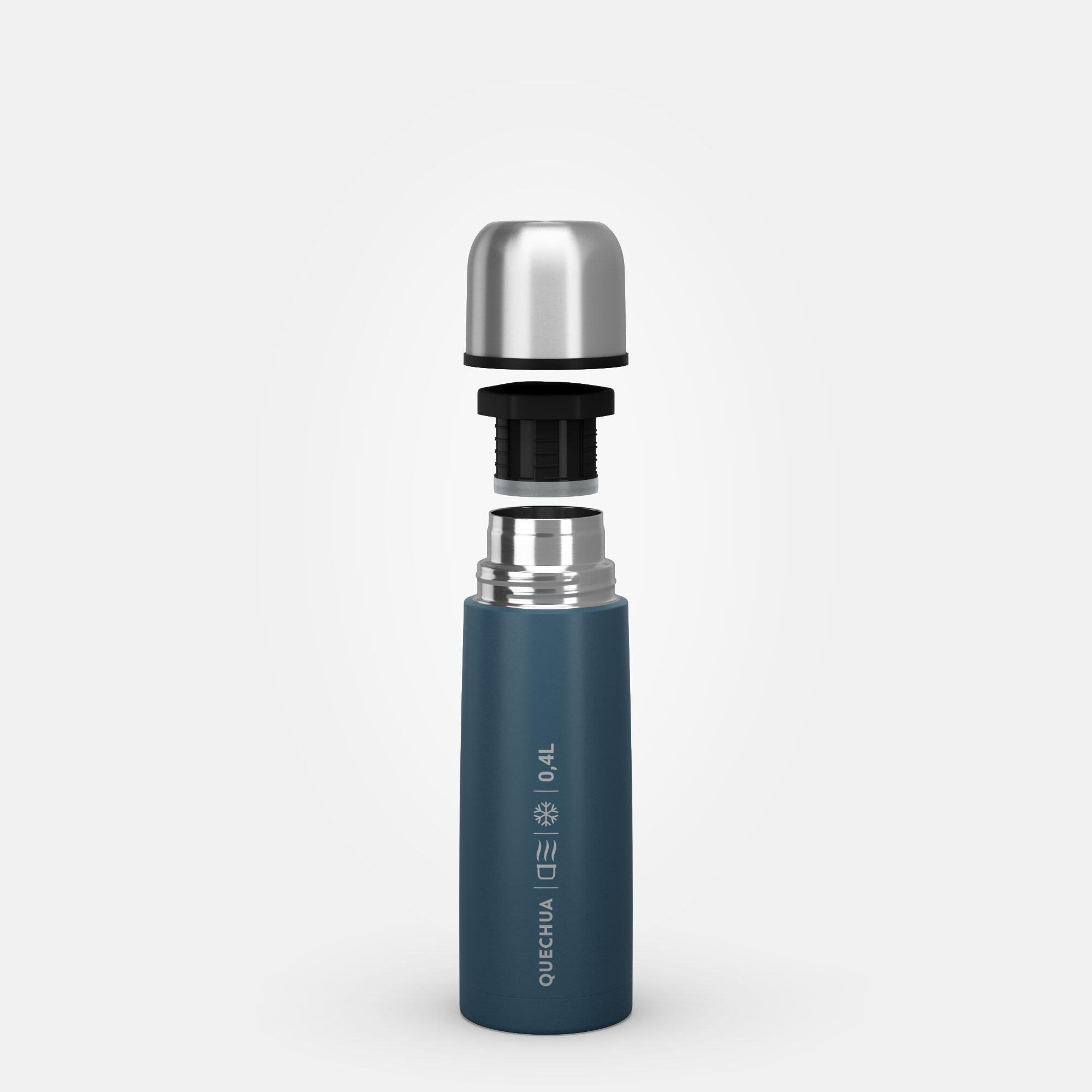 0.4 L Stainless Steel Hiking Water Bottle - Blue - QUECHUA