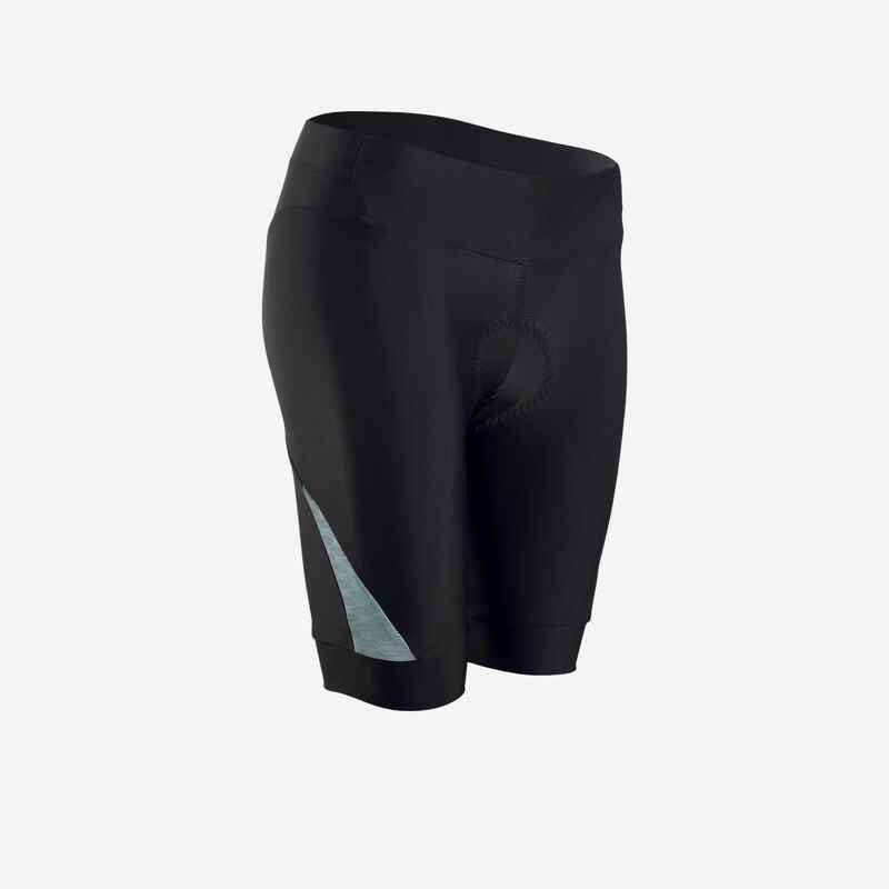Kurze Radhose RC500 Damen schwarz/grün Kurze Radhose RC500 Damen schwarz/grün