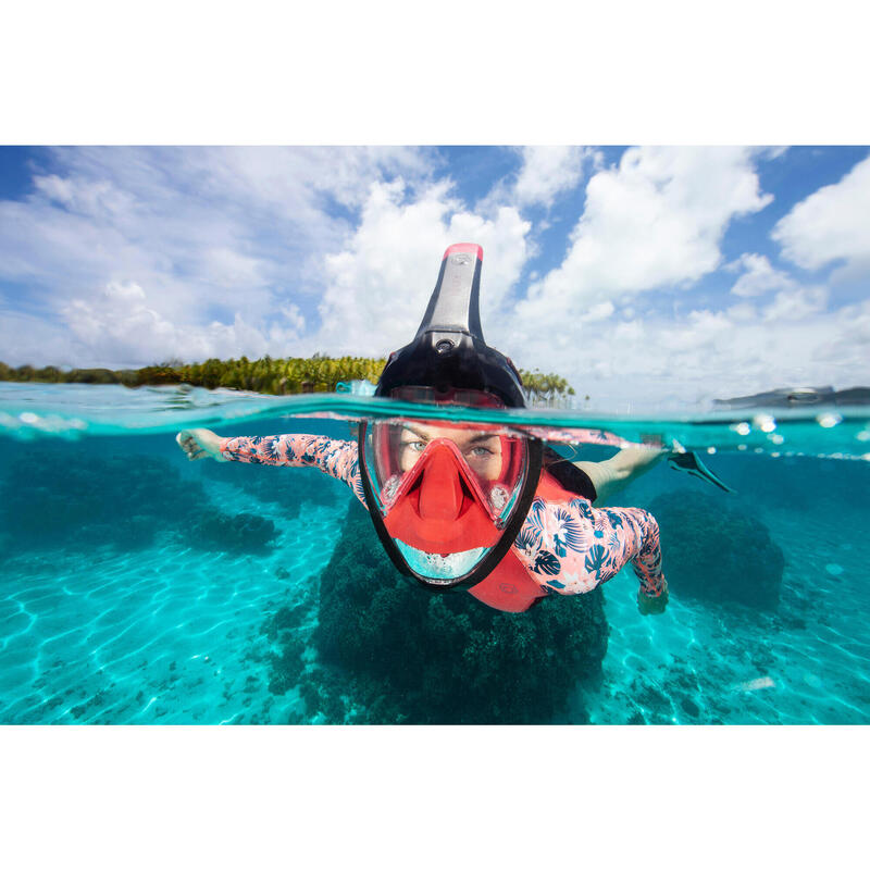 Maschera snorkeling immersione adulto EASYBREATH 900 rossa