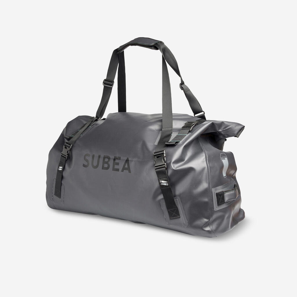 Nepremokavá potápačská taška IPX6 100 litrov - čierno-sivá