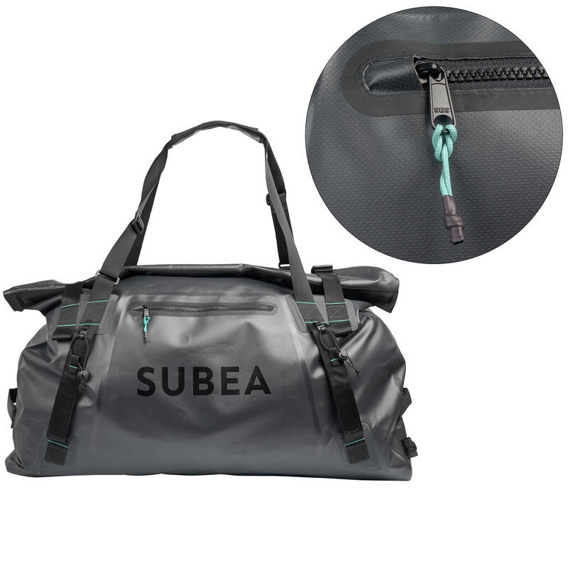 Borsa subacquea impermeabile IPX6 100 L nero-grigio