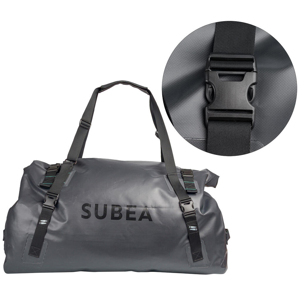 Diving bag watertight IPX6 100 L black grey