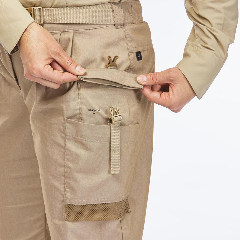女款抗 UV 環保設計沙漠健行長褲－米色