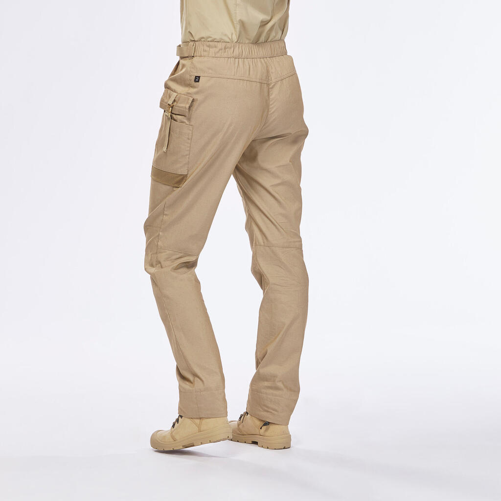 Dámske nohavice na púštny treking DESERT 900 s UV ochranou a eko-dizajnom béžové