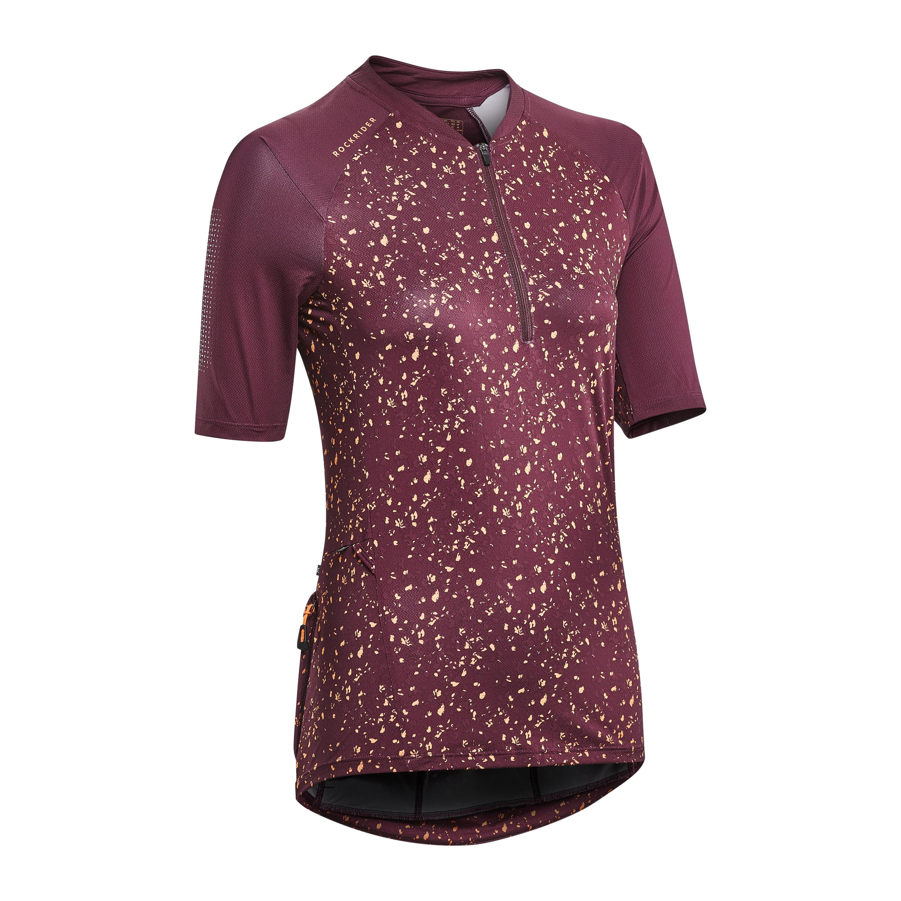 Maillot ciclismo MTB manga corta mujer Rockrider ST 500 burdeos 13/17