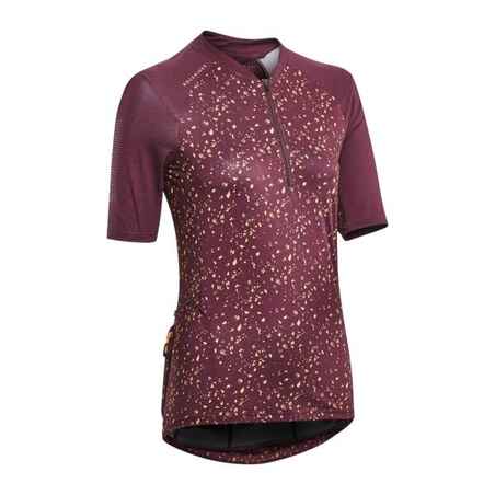 Women's Short-Sleeved Mountain Bike Jersey EXPL 500 - Burgundy