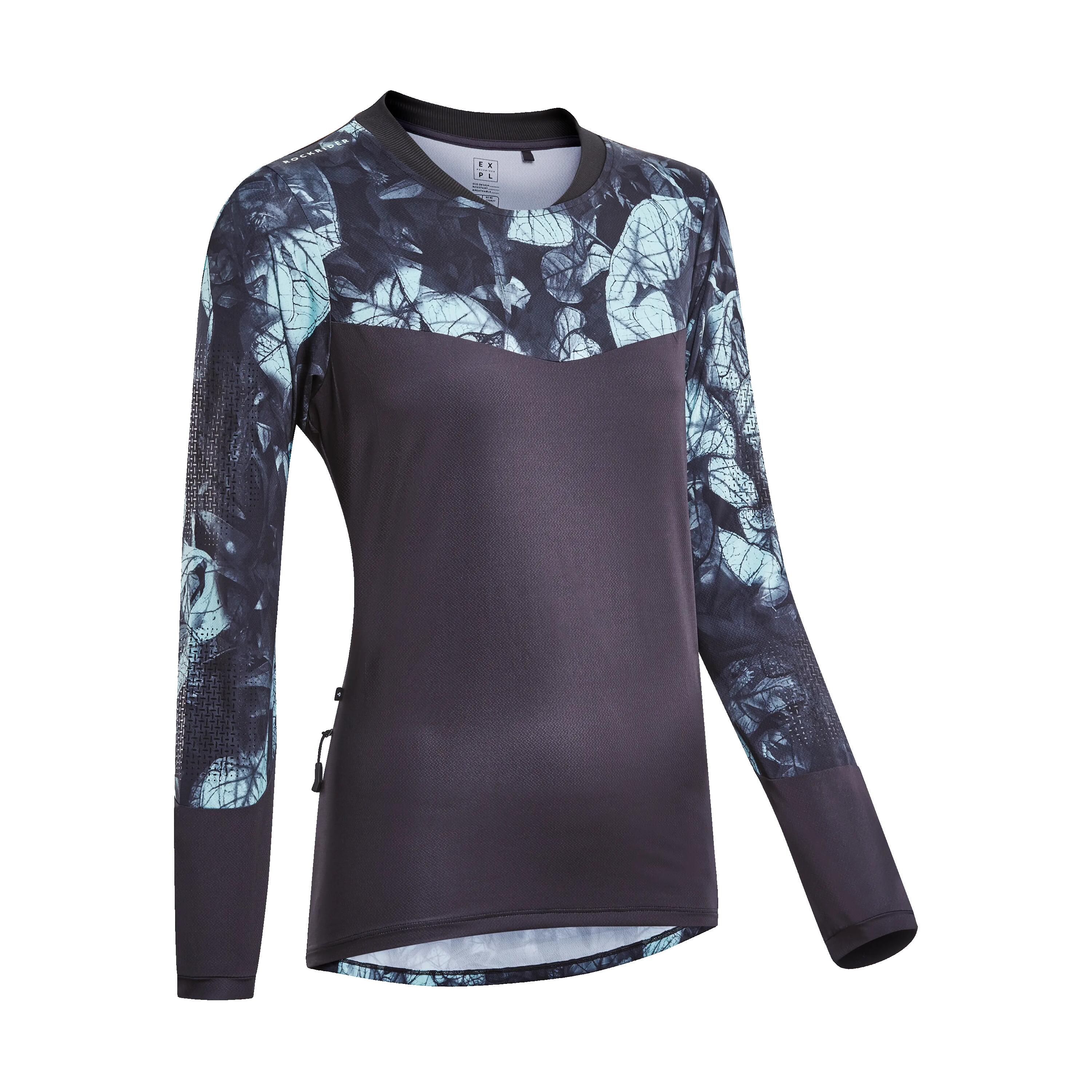 CAMISOLA DE BTT MULHER EXPL 500 PRETO/VERDE 10/15