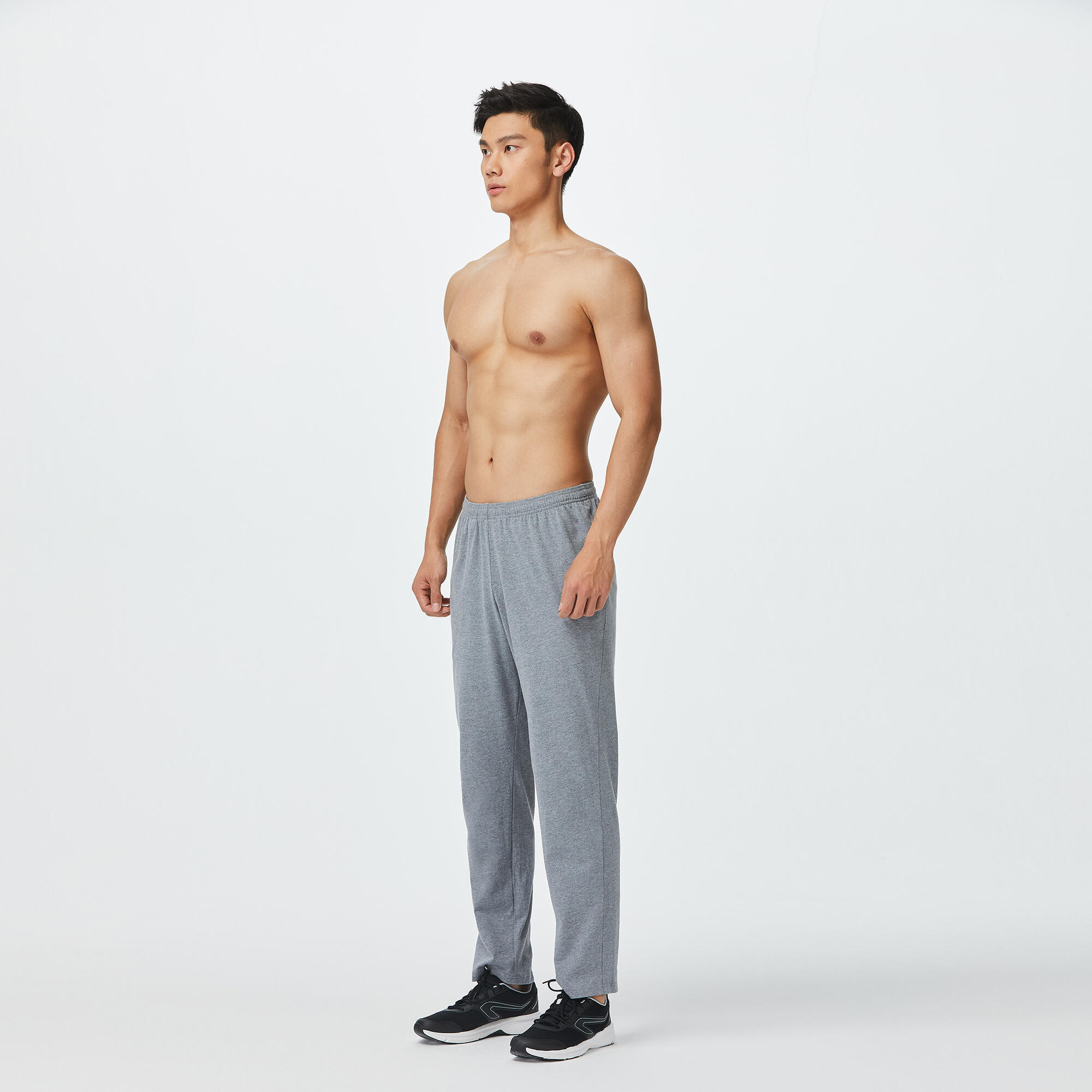 Men's Trackpant Joggers Straight Fit 100 For Gym-Grey