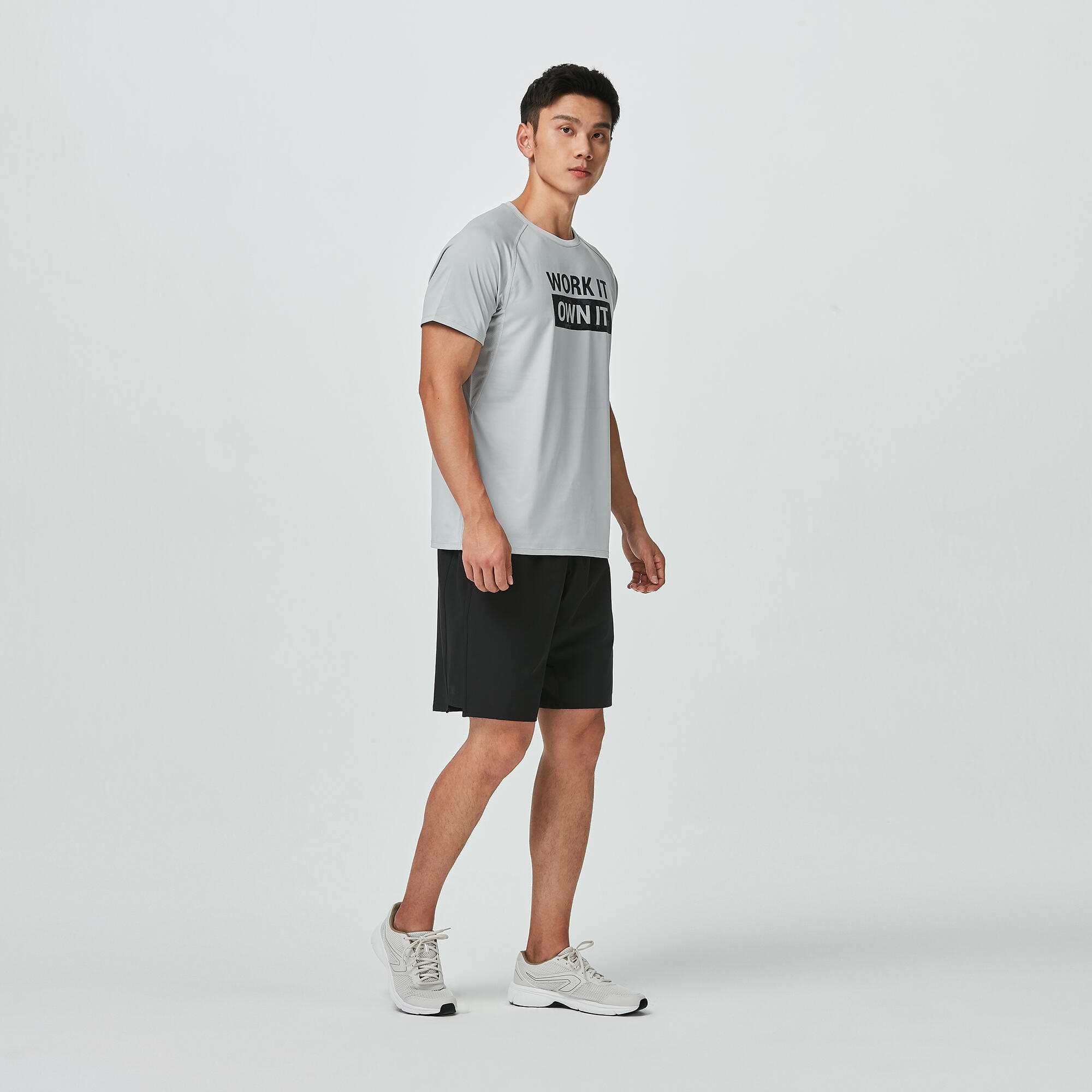 Pantaloneta de fitness con bolsillos para Hombre Domyos 500 - Negro 2/6