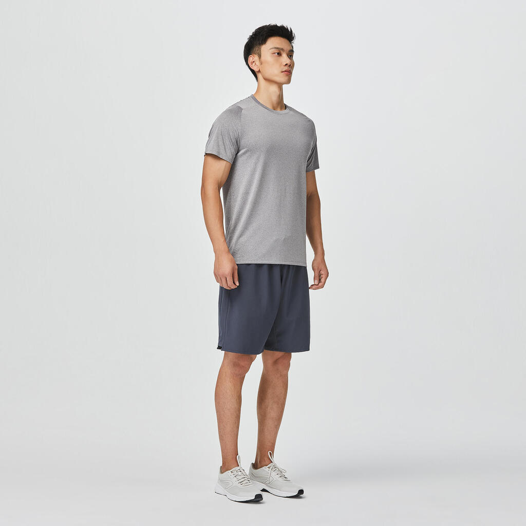 Pánske priedušné fitness šortky s vreckami na zips – fialová