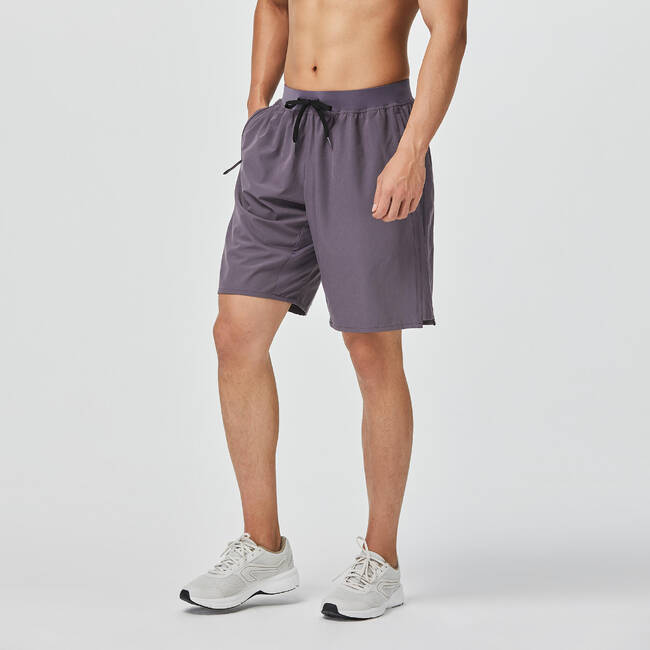 Men Sports Gym Shorts With Zip Pocket Grey