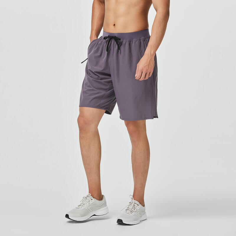 Men's Zip Pocket Breathable Fitness Shorts - Grey