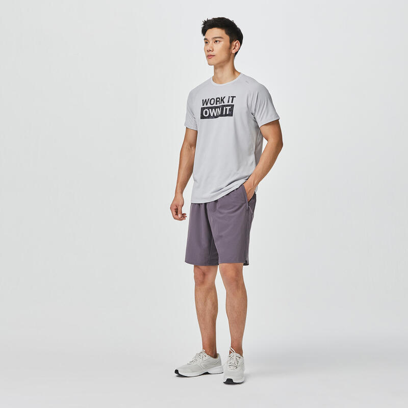 Men's Zip Pocket Breathable Fitness Shorts - Grey