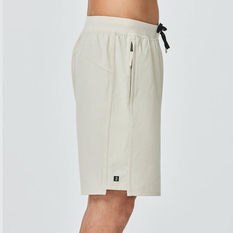 Men's Zip Pocket Breathable Fitness Shorts - Beige