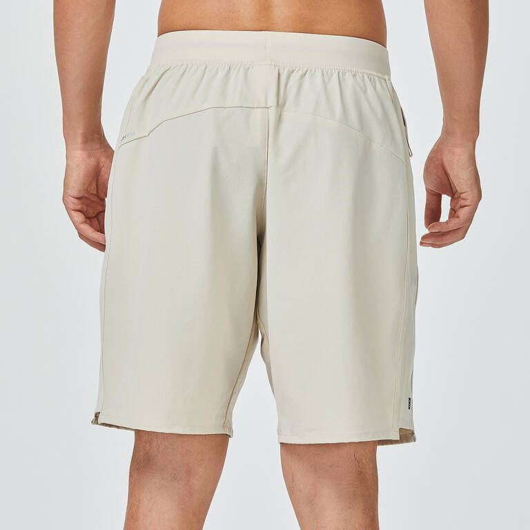 Men's Zip Pocket Breathable Fitness Shorts - Beige