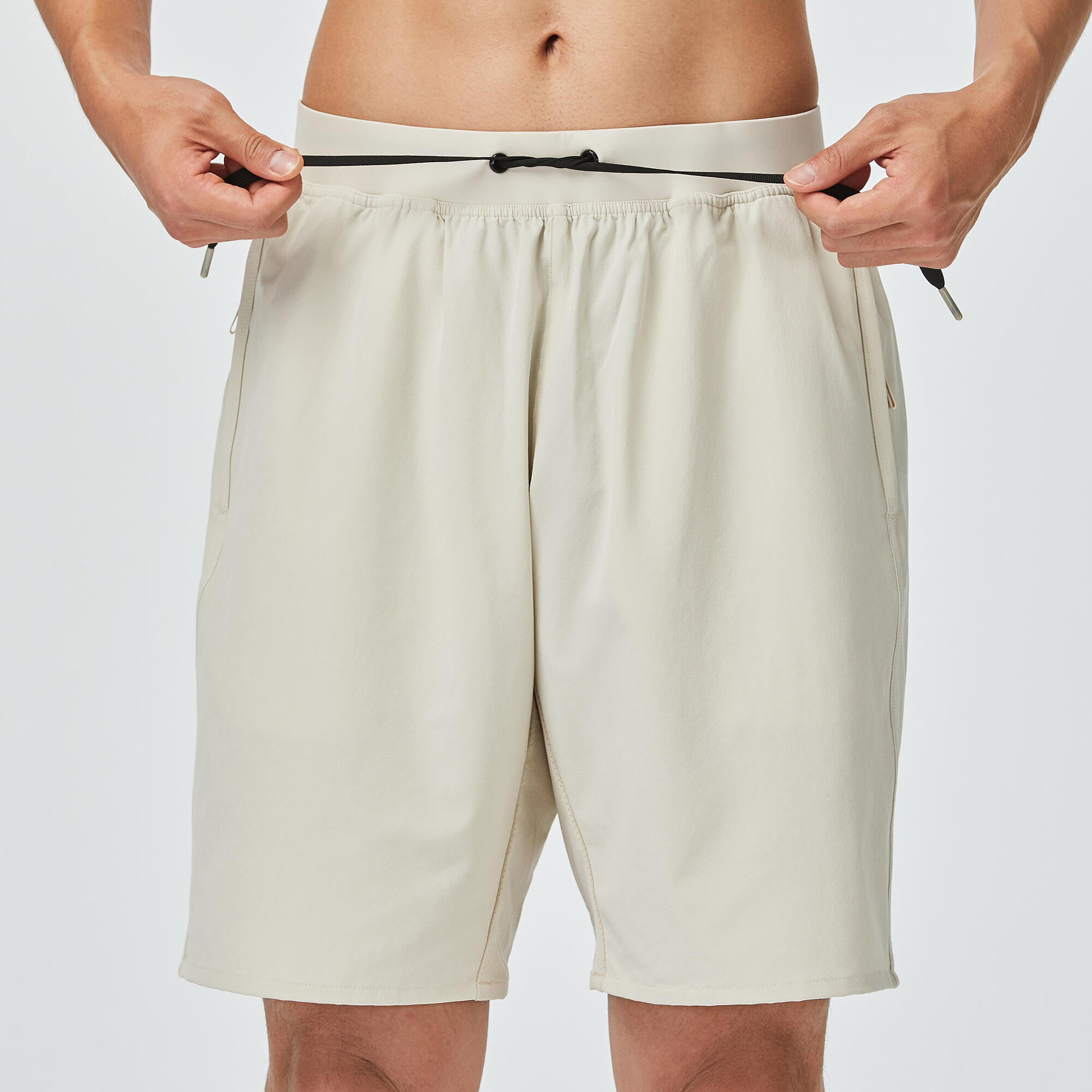 Men's Zip Pocket Breathable Fitness Shorts - Beige 6/9