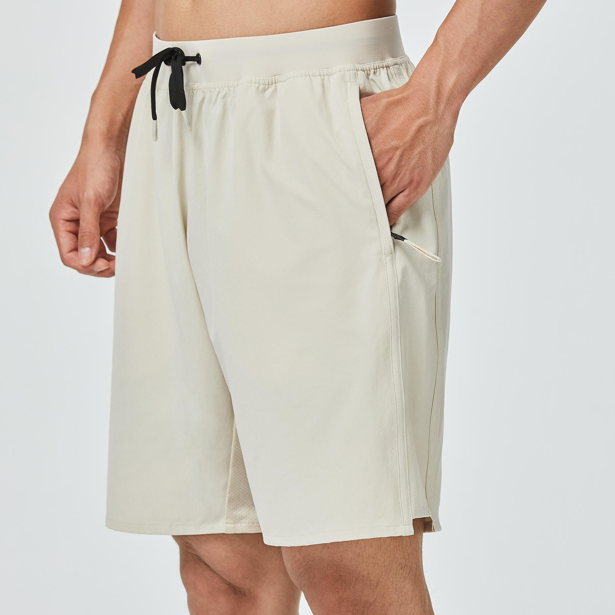 Men's Zip Pocket Breathable Fitness Shorts - Beige 5/9