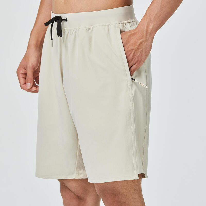 Short de fitness collection respirant poches zippées homme - beige
