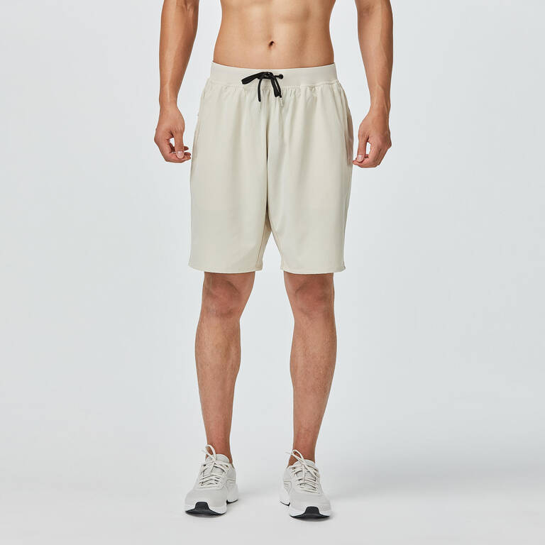 Men's Zip Pocket Breathable Fitness Shorts - Beige