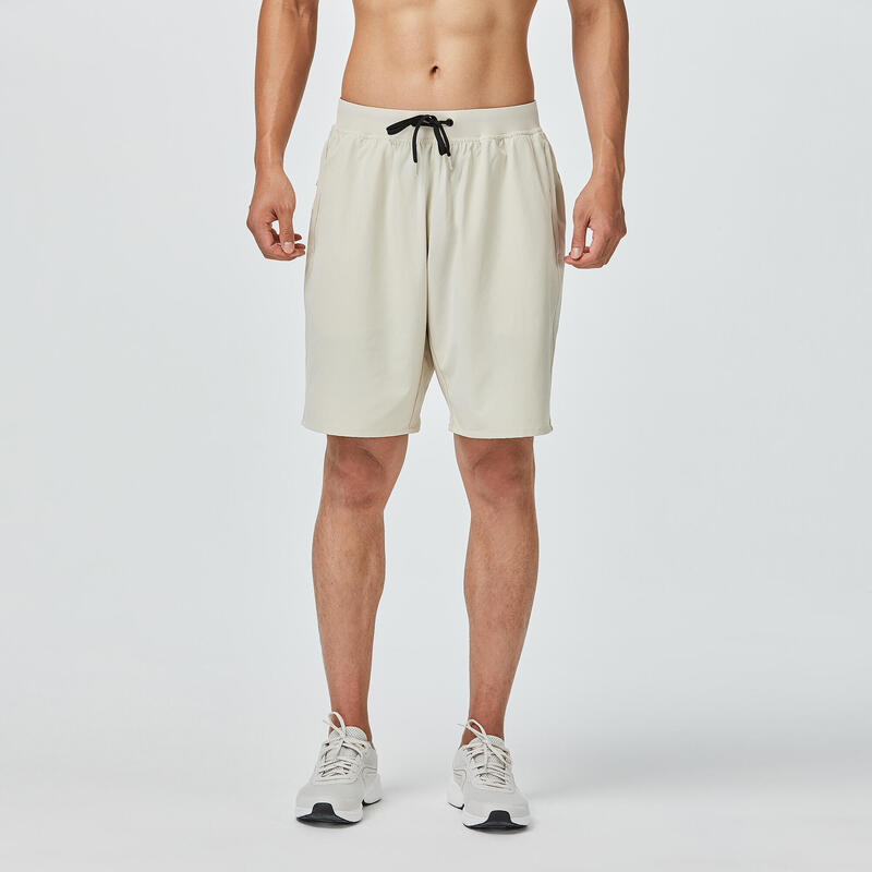 Short de fitness collection respirant poches zippées homme - beige