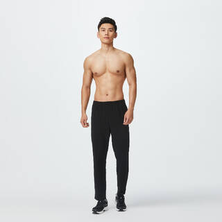 Men's Straight-Fit Soft Gym Trackpants, 100 - Black