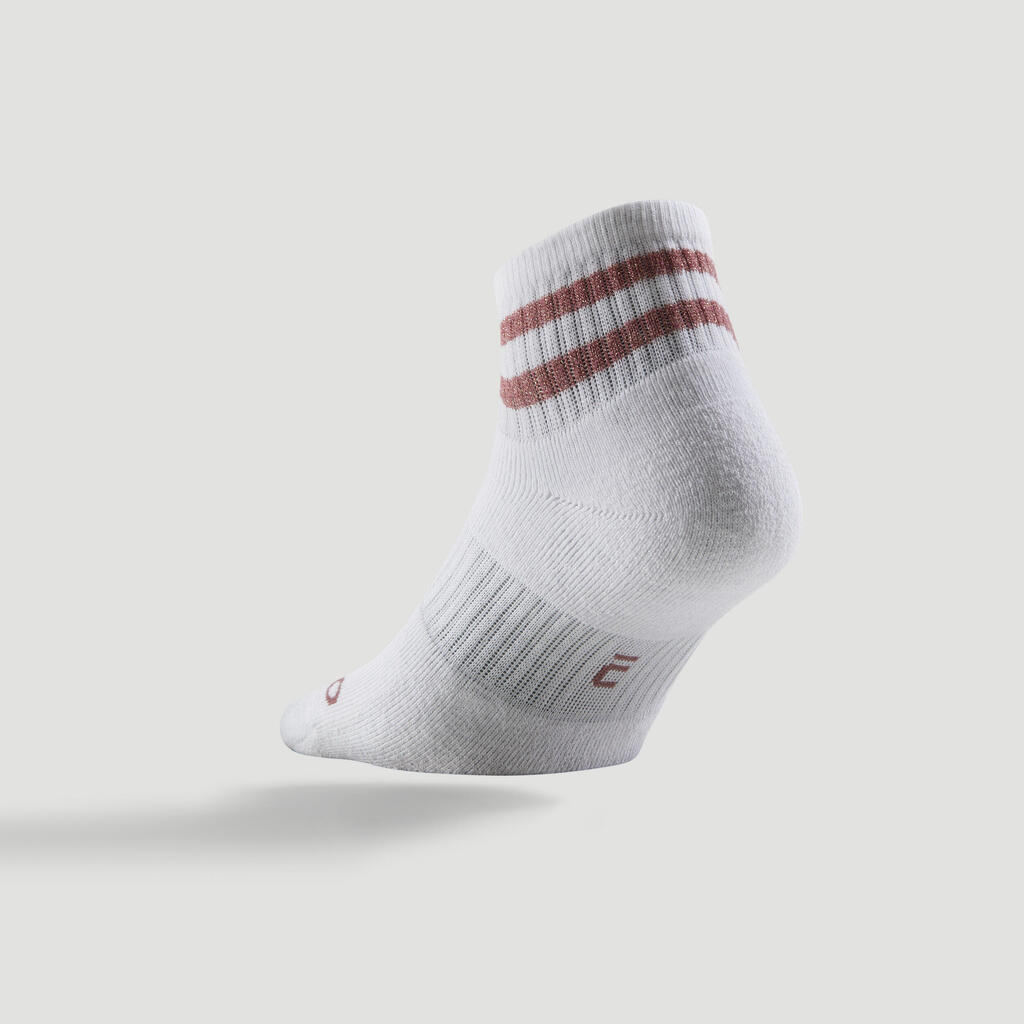 Mid Tennis Socks RS 500 Tri-Pack - Glossy White