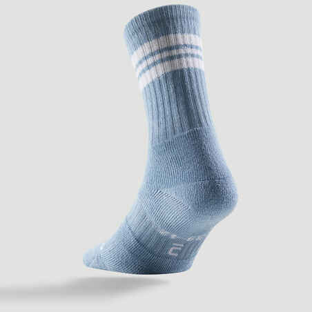 High Tennis Socks RS 500 Tri-Pack - Blue/Blue Stripes