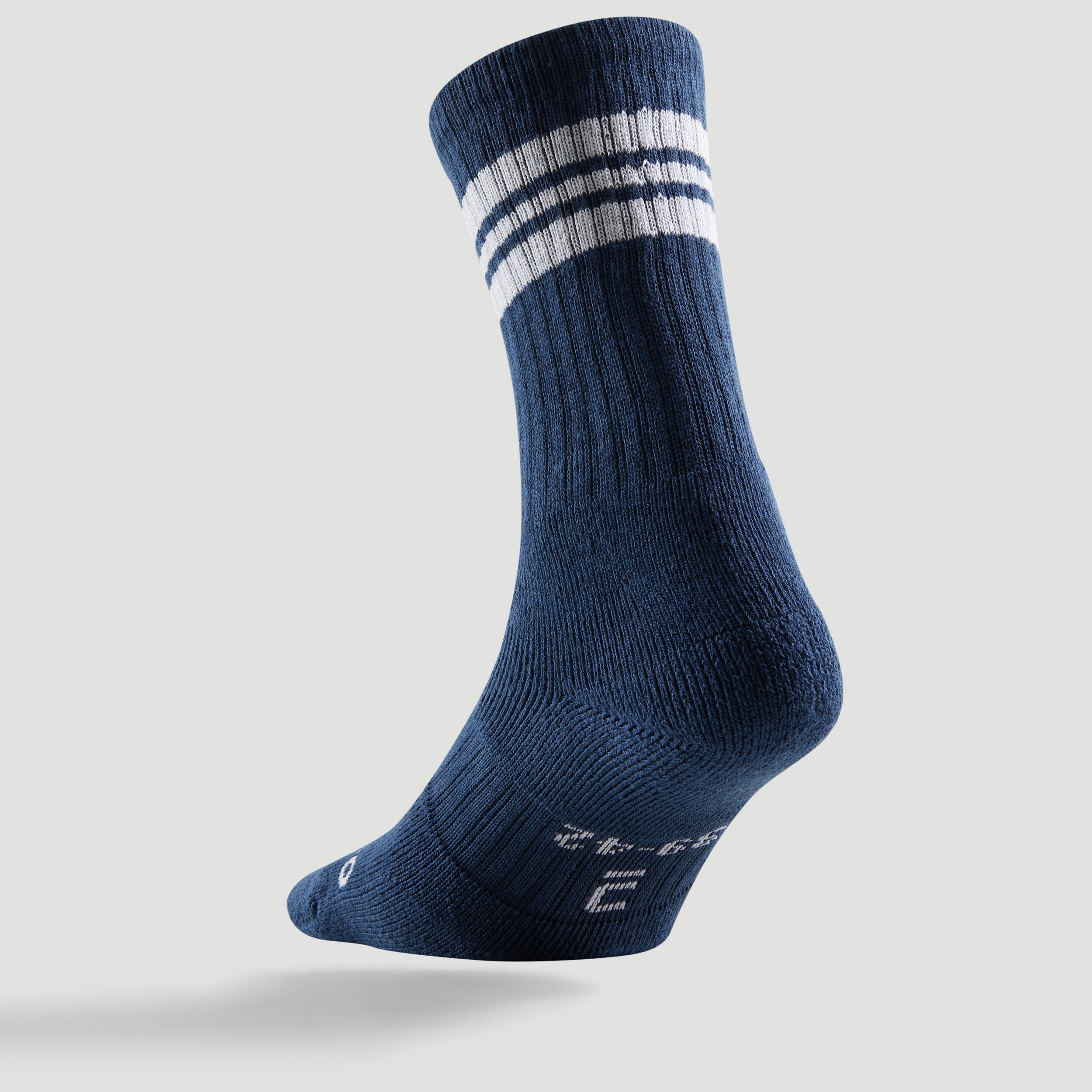 High Tennis Socks RS 500 Tri-Pack - Blue/Blue Stripes 7/13