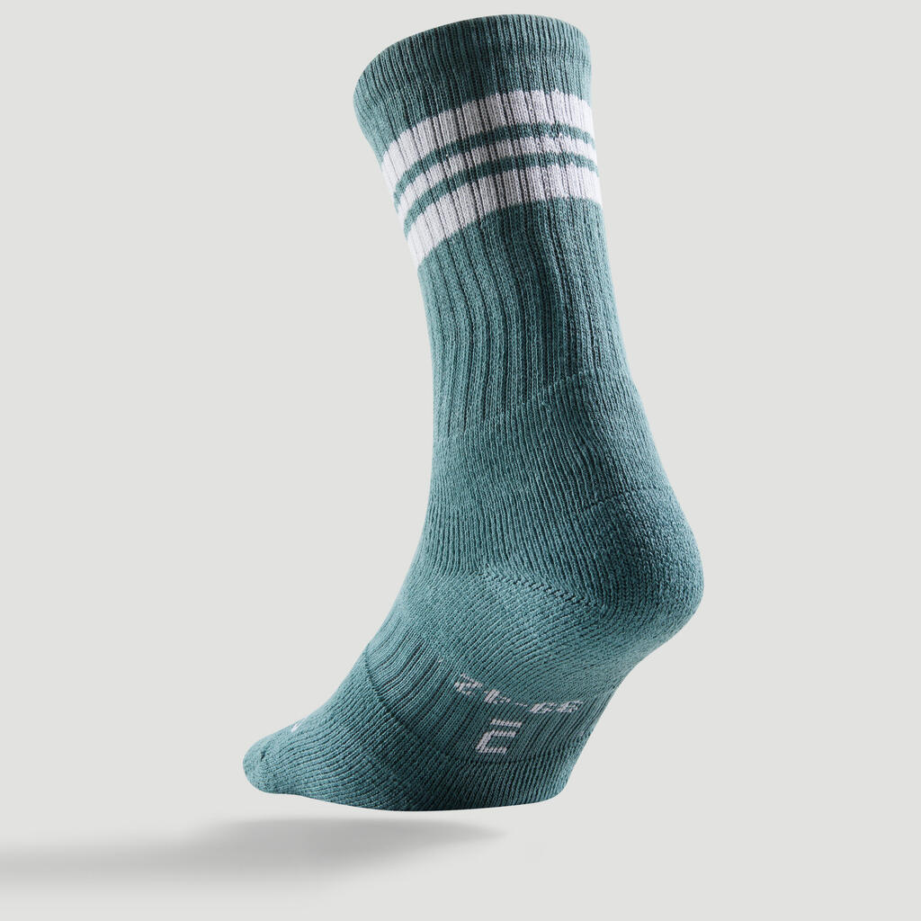 Tennissocken RS500 High 3er Pack blau/weiß/grün Decathlon
