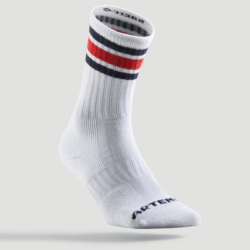 Vysoké tenisové ponožky RS500 retro 3 páry bílé