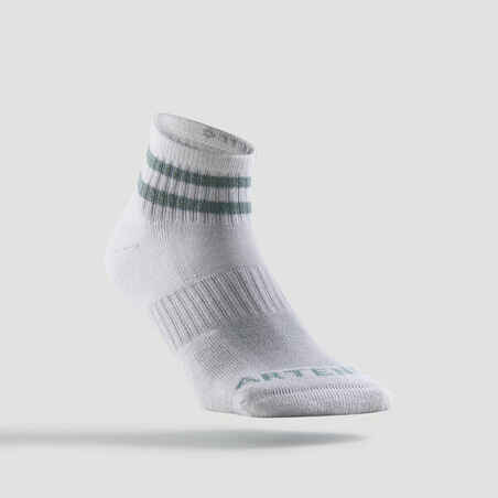 Vidutinio ilgio teniso kojinės kojinės „RS 500“, 3 poros, blizgančios baltos