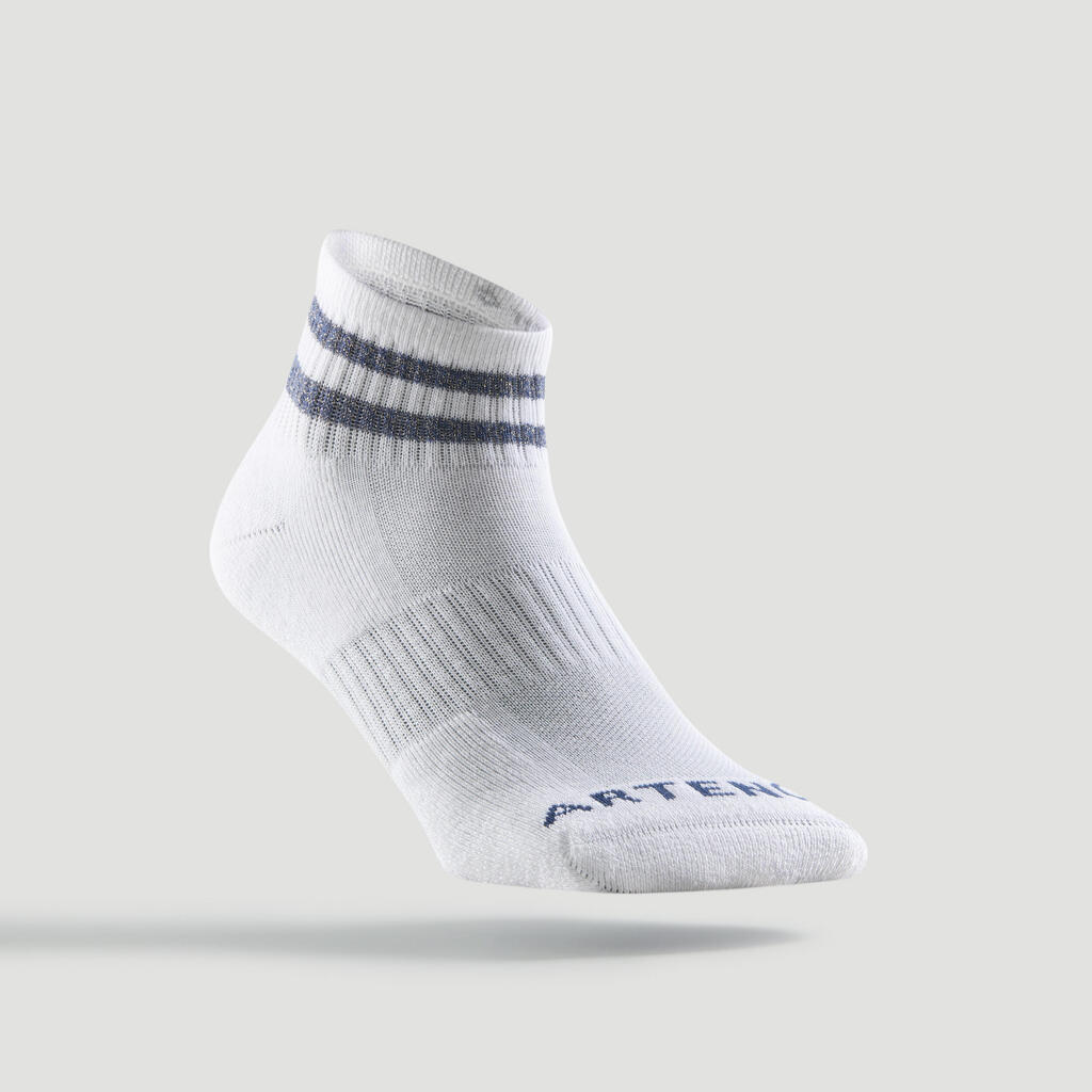 Mid Tennis Socks RS 500 Tri-Pack - Glossy White