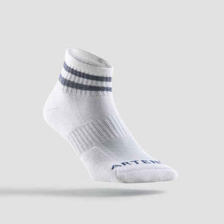 Vidutinio ilgio teniso kojinės kojinės „RS 500“, 3 poros, blizgančios baltos