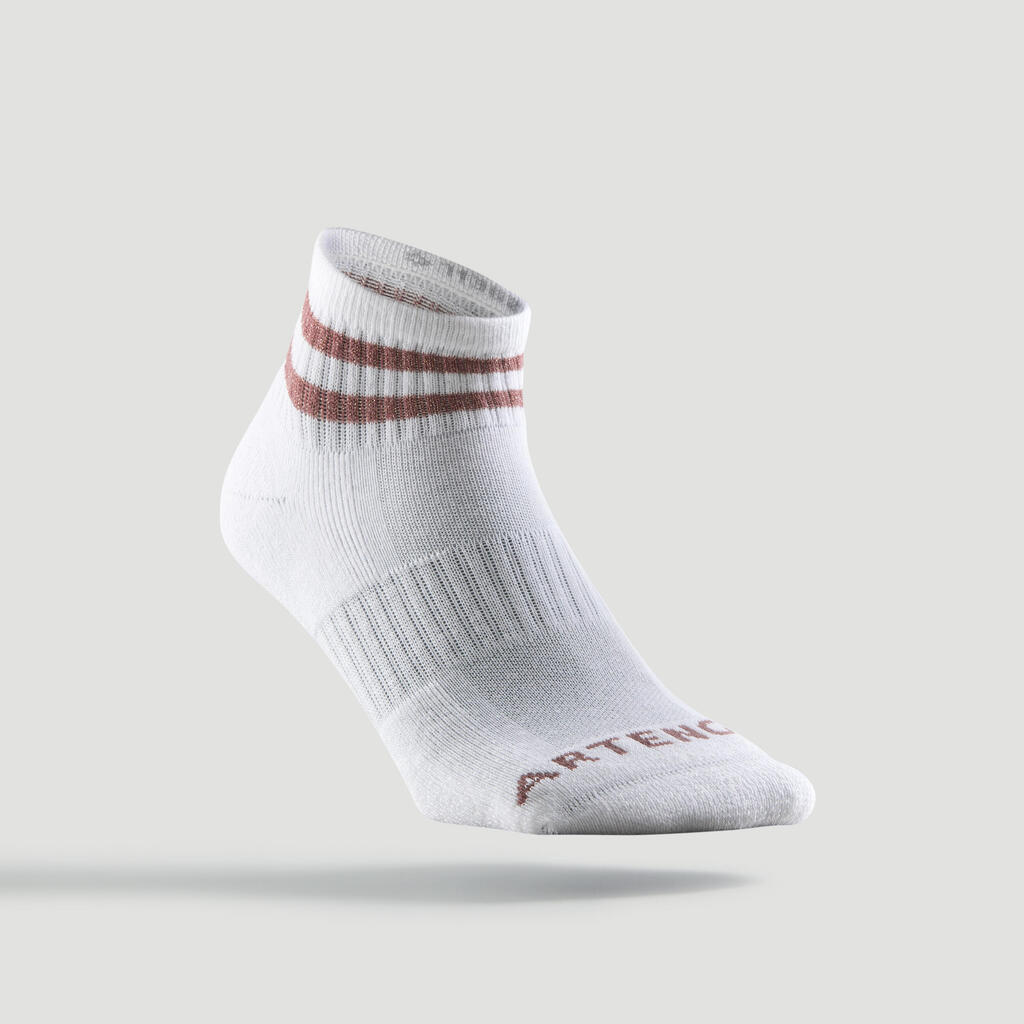 Mid Tennis Socks RS 500 Tri-Pack - Glossy White