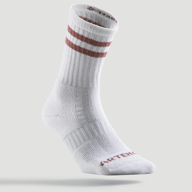 Vysoké tenisové ponožky RS500 3 páry bílé