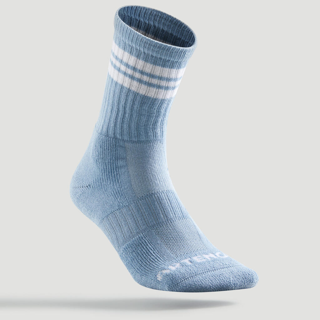 Tennissocken RS500 High 3er Pack blau/weiß/grün Decathlon