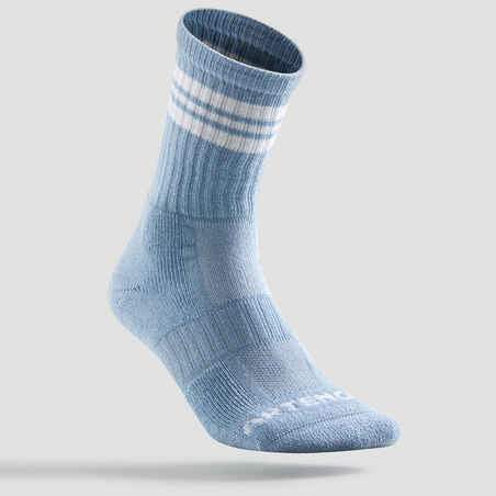 High Tennis Socks RS 500 Tri-Pack - Blue/Blue Stripes