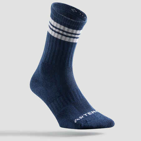 High Tennis Socks RS 500 Tri-Pack - Blue/Blue Stripes